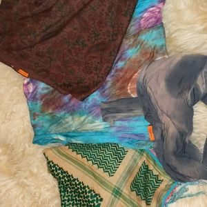 Four Chan Luu scarfs brown, tie-dye, woven. See description.
